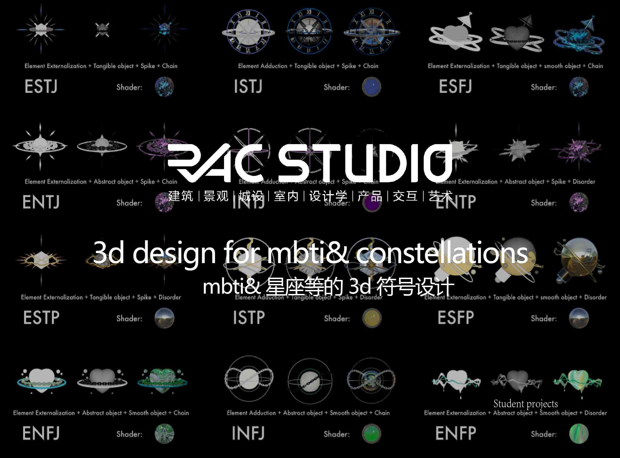 mbti&amp;星座等的3d符号设计  3d design for mbti&amp; constellations